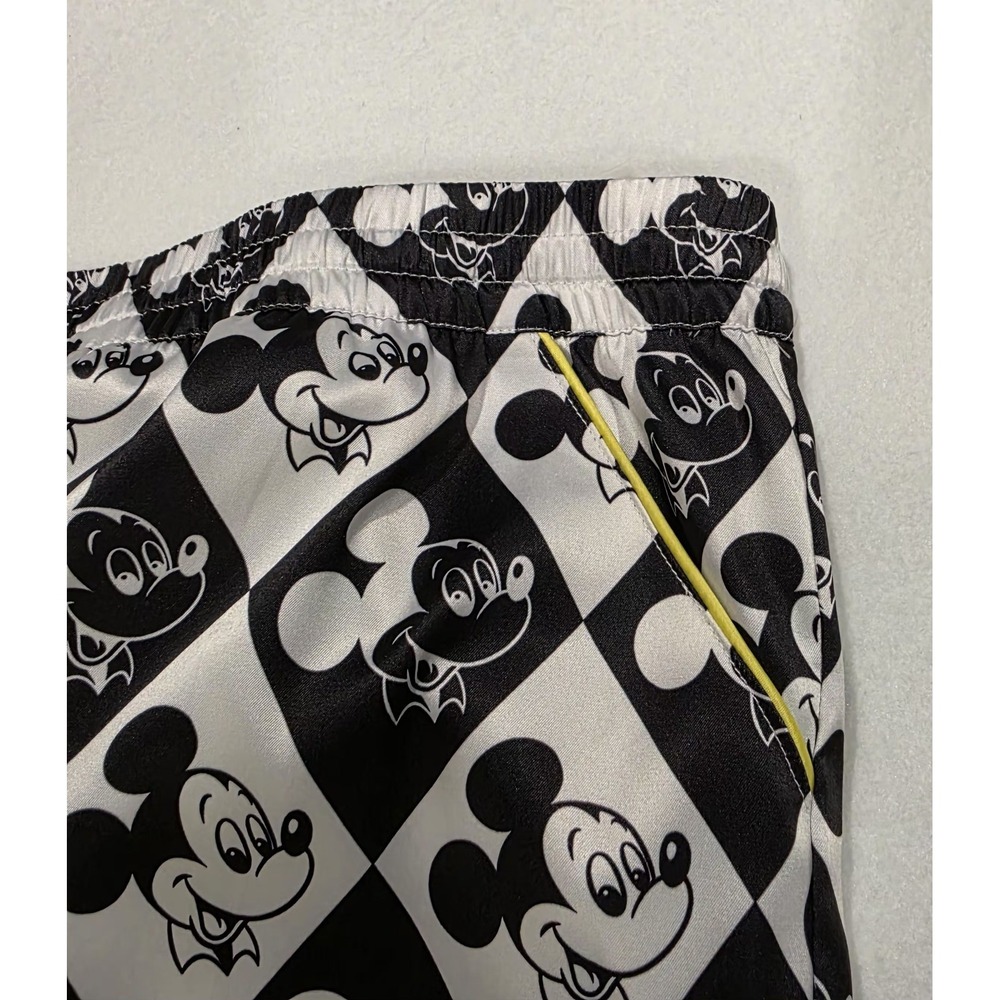 Disney Parks Mickey Mouse Black White XL Satin Style Pajama Lounge Pants Womens - Picture 10 of 10